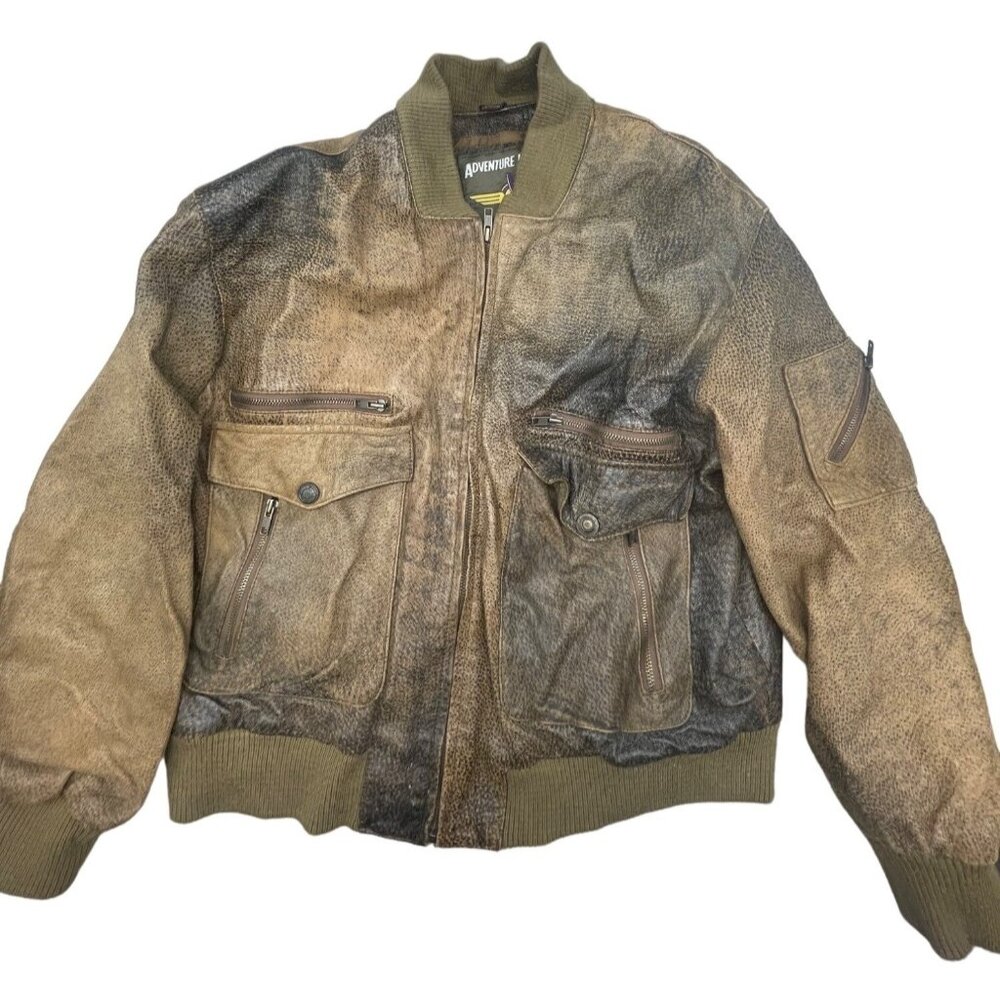 vintage adventure bound leather jacket aviator's brown Harley Davidson L  READ